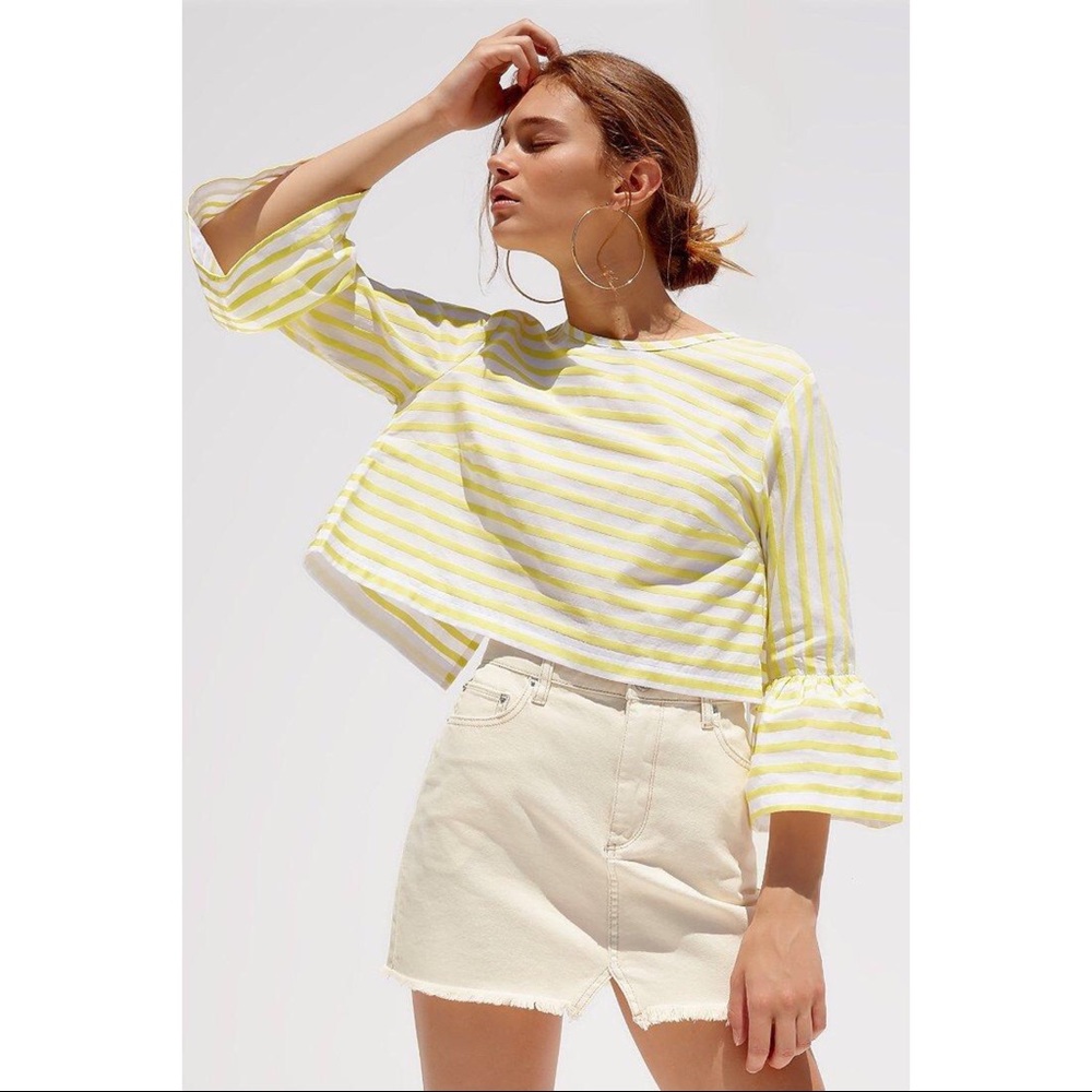 UO Kimchi Blue Bell-Sleeve Open Back Blouse